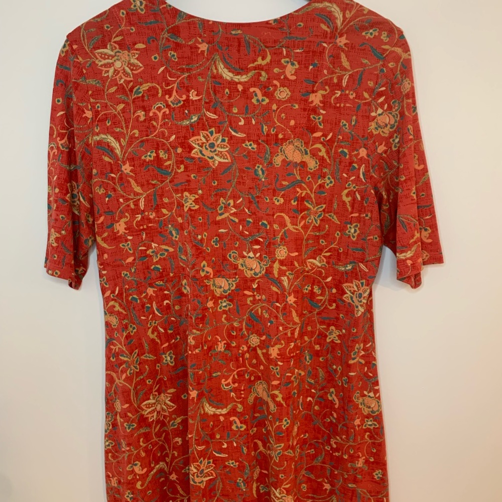 Peruvian Connection Artemis Tunic Shirt Women’s Size Large Floral Short Sleeve - Picture 5 of 9